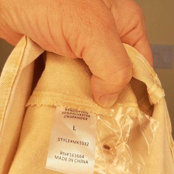 Brand New Boutique MAZIK Distressed Gold Wash Denim Ruffle Top - Picture 8 of 8